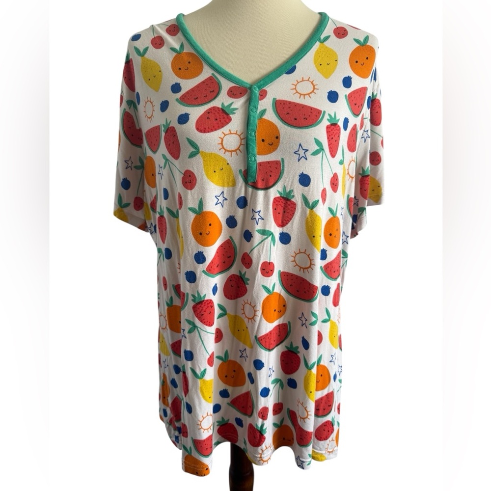 Little Sleepies Squeeze the day Playful Fruit Print Lounge Pajama Top Size XL